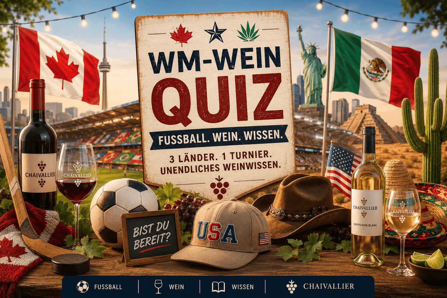 Chaivallier Wein-Quiz zur Fußball-WM 2026 in den USA, Kanada und Mexiko